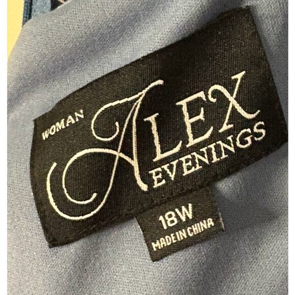 Alex Evenings Womens Blue Soutache Evening Gown Godet Skirt Detail Plus Size 18W - Picture 9 of 10